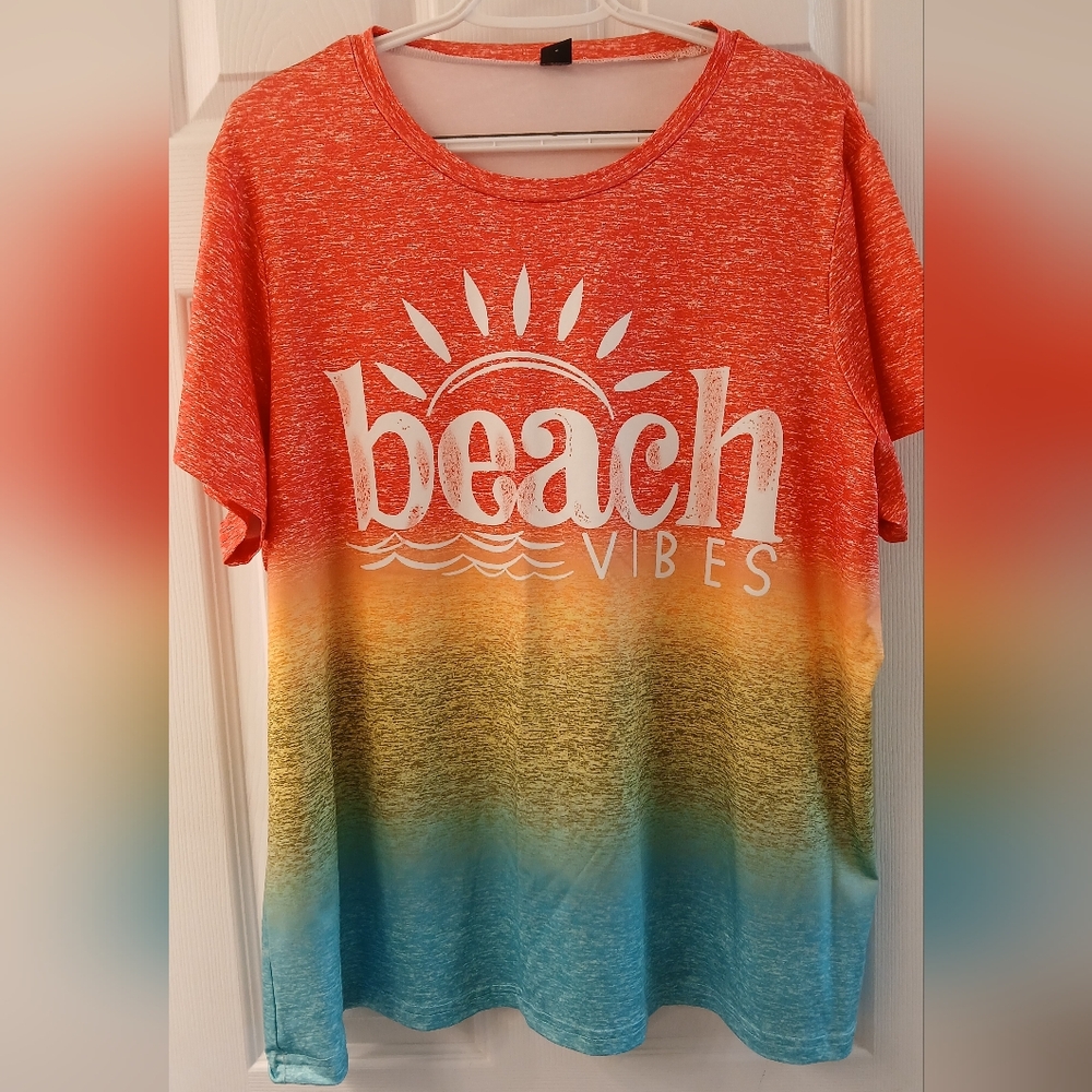 SHEIN Curve Ombré “Beach Vibes” Graphic Tee – Size 2XL – Gently Used